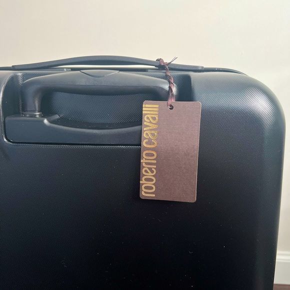 Roberto Cavalli Black Logo Hardshell Carry-On Suitcase Luggage NWT $575 - Picture 7 of 14
